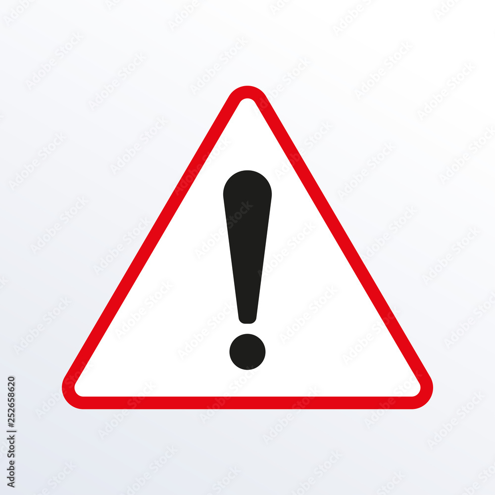 Attention triangle sign. Alert, caution warning, hazard and danger icon with exclamation mark. Red road sign. Vector illustration. Attention triangle sign. Alert, caution warning, hazard and danger icon with exclamation mark. Red road sign. Vector illustration.