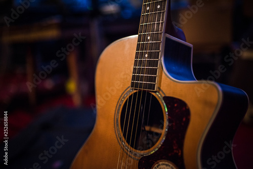 Acoustic guitar close up