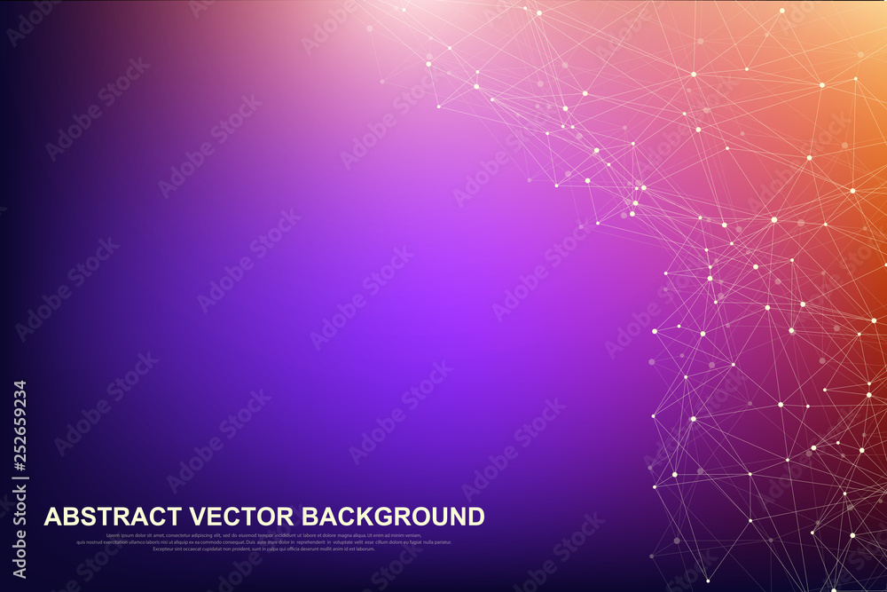 Fototapeta premium Global network connection concept. Big data visualization. Social network communication in the global computer networks. Internet technology. Business. Science. Vector illustration.