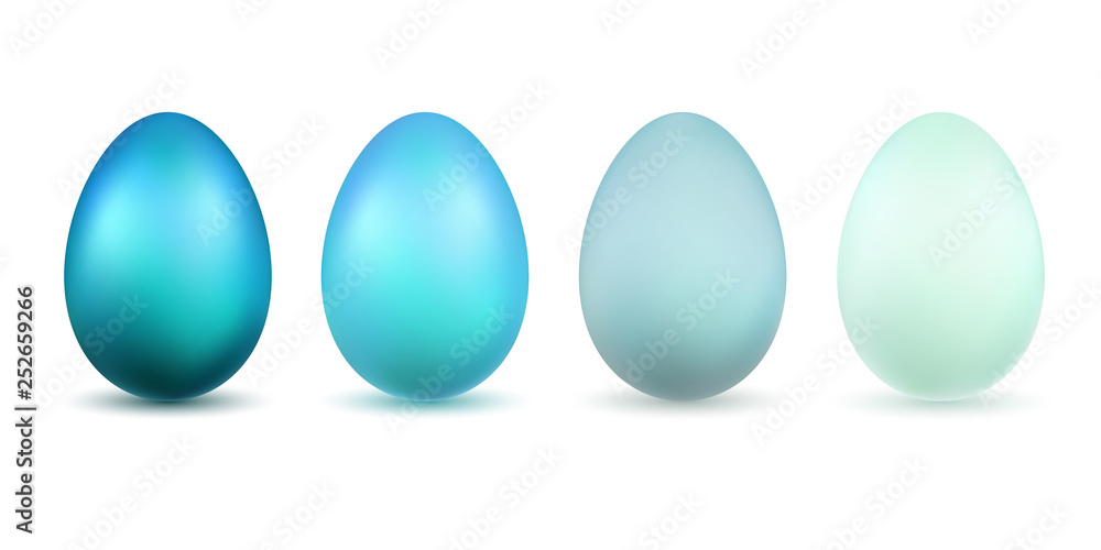 Easter egg 3D icons. Blue bright and pastel eggs set isolated white background. Design decoration for Happy Easter celebration. Holiday elements pattern collection. Spring symbol. Vector illustration Easter egg 3D icons. Blue bright and pastel eggs set isolated white background. Design decoration for Happy Easter celebration. Holiday elements pattern collection. Spring symbol. Vector illustration