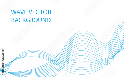 Abstract blue wave lines on white background. Can be used presentation, poster. Vector illustration. © Charactar