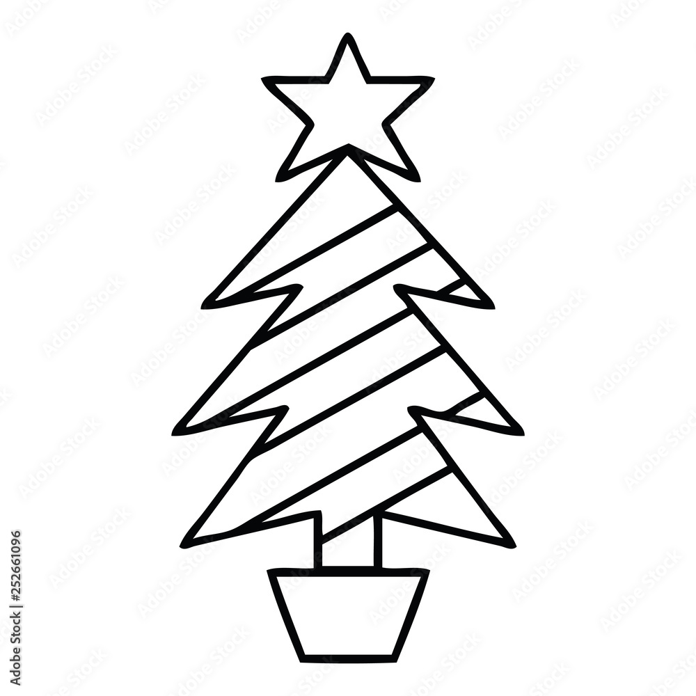 Obraz premium line drawing cartoon christmas tree