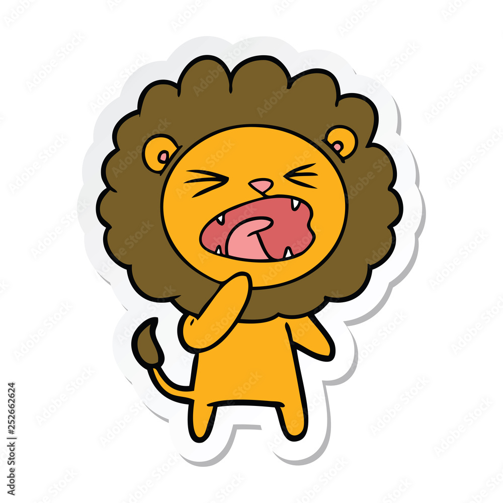 sticker of a cartoon angry lion sticker of a cartoon angry lion