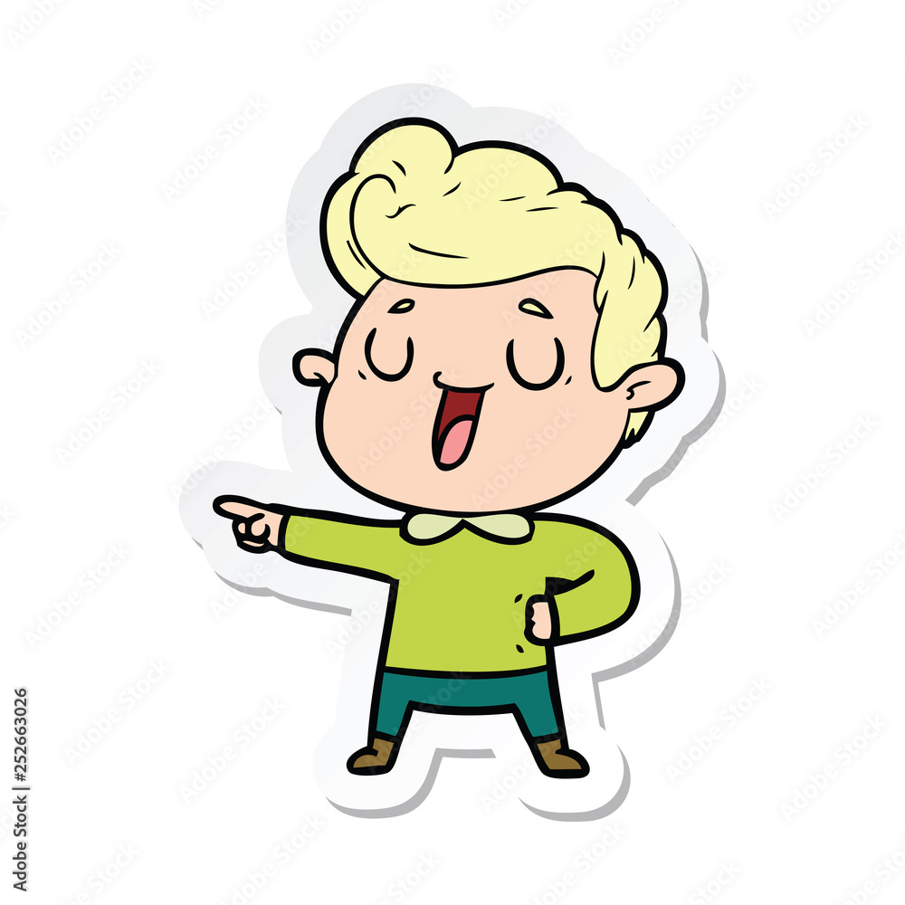 sticker of a happy cartoon man sticker of a happy cartoon man