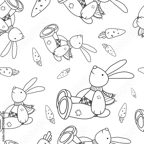 Vector illustration  seamless pattern  cartoon character  rabbit and carrot