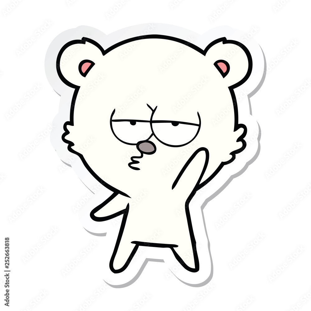 sticker of a bored polar bear cartoon sticker of a bored polar bear cartoon