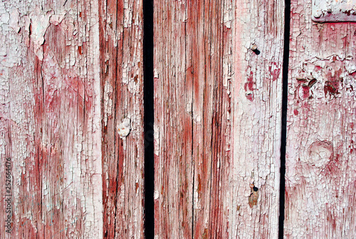 Brown shabby painted wooden planks surface close up detail, grunge horizontal shabby background