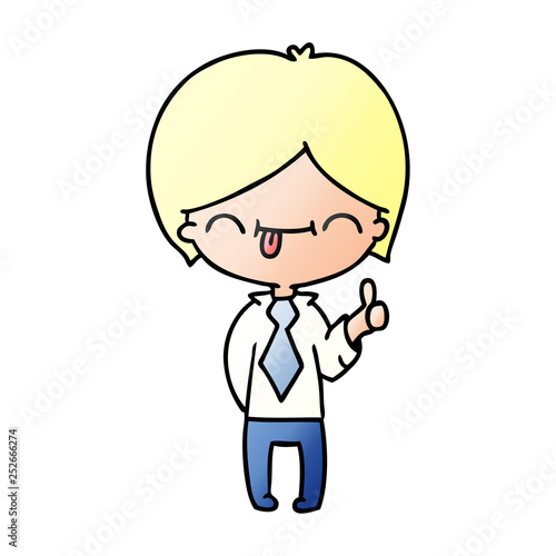 gradient cartoon of boy with thumb up