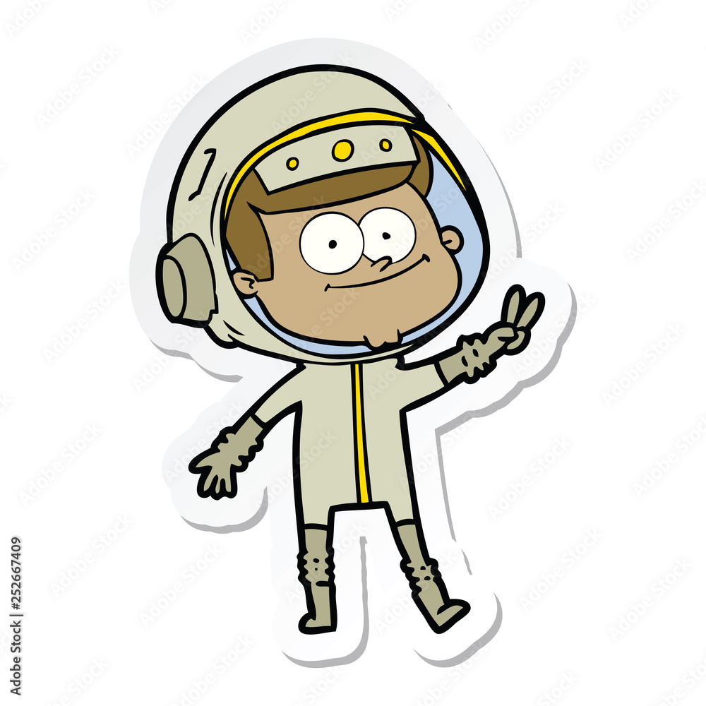 sticker of a happy astronaut cartoon sticker of a happy astronaut cartoon