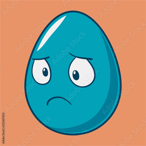 Funny cartoon Easter egg emoji icon. Cute emoticons Vector illustration. Isolated