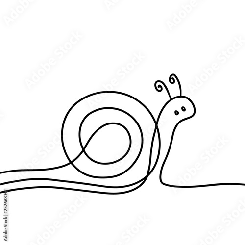 One line hand drawn snail illustration cartoon minimalism