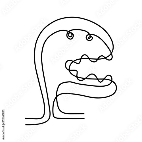 Line hand drawn dinosaur monster hand drawn illustration in cartoon style