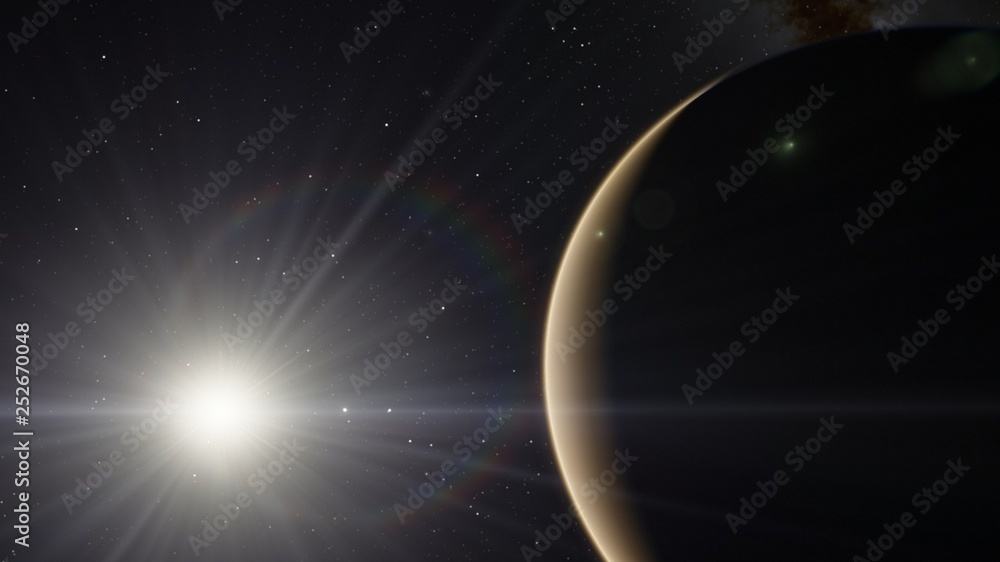 Fototapeta premium Exoplanet 3D illustration rendering of the Planet Venus on a starry background (Elements of this image furnished by NASA)