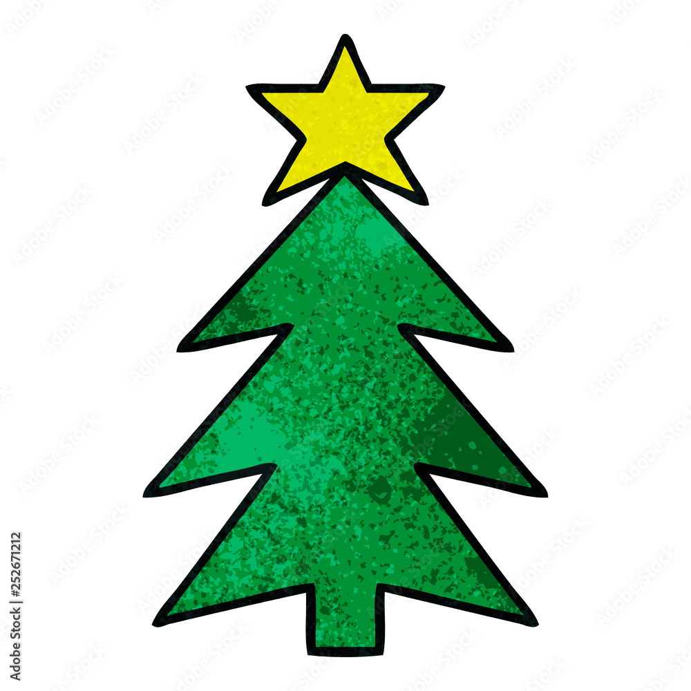 retro grunge texture cartoon christmas tree retro grunge texture cartoon christmas tree