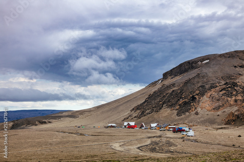 Dreki campsite near Askja caldera in Highlands of Iceland Scandinavia
