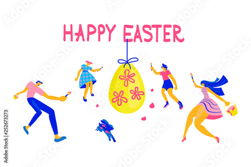 Happy Easter Horizontal greeting banner