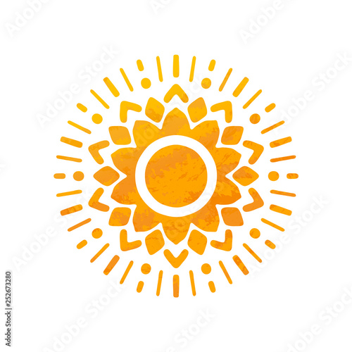 Beautiful Sun. Hand Drawn With Structure. Ornamental Mandala.