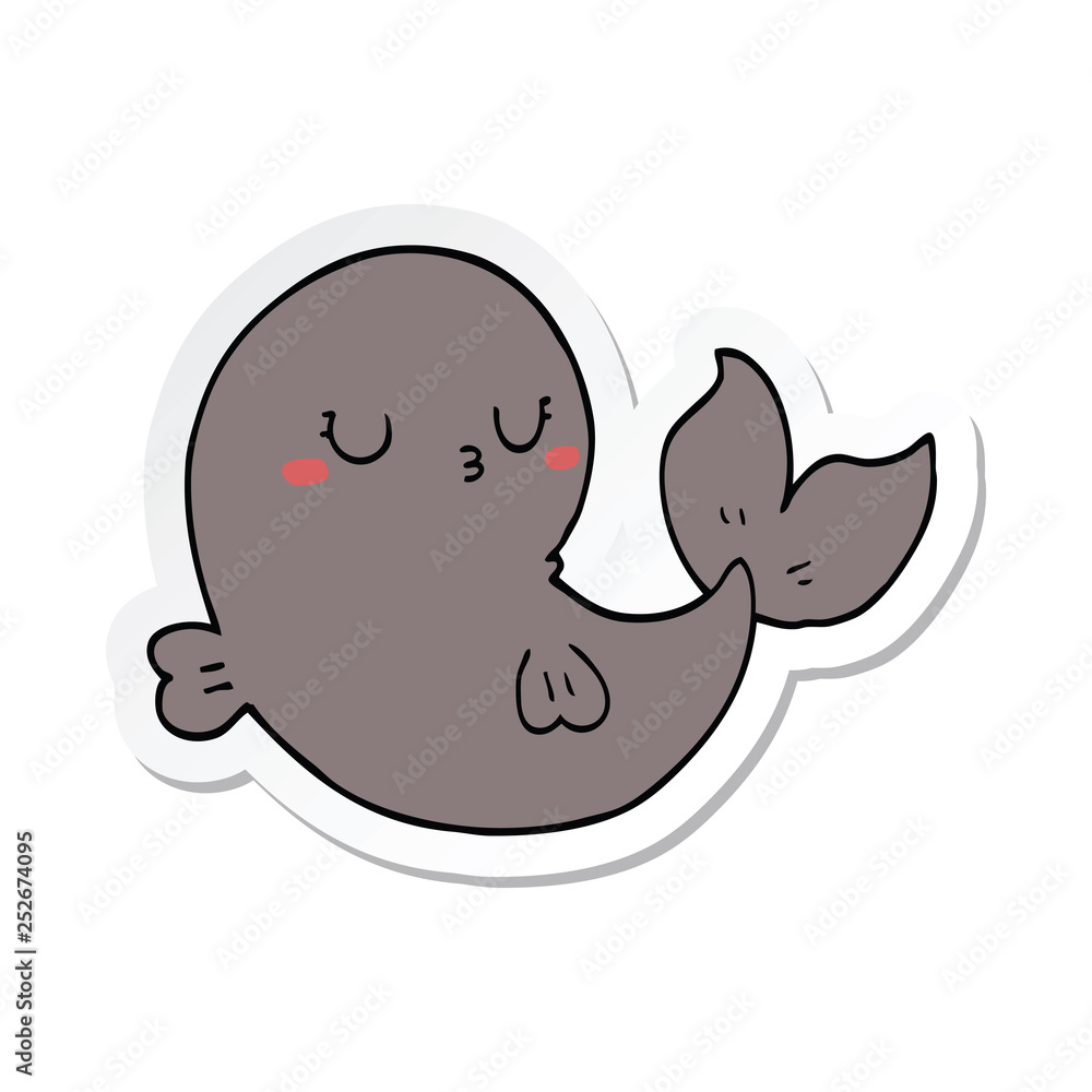 sticker of a cute cartoon whale sticker of a cute cartoon whale
