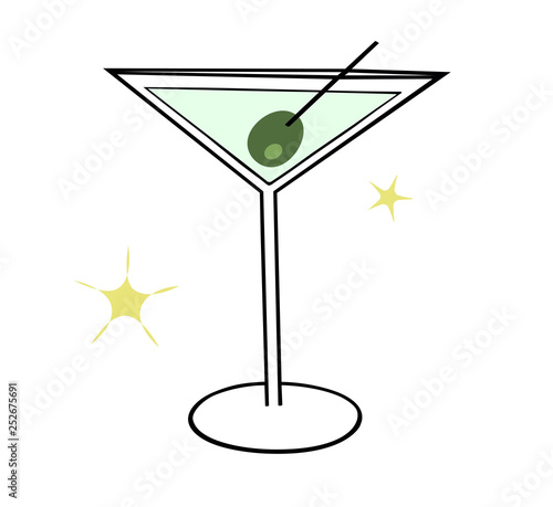 Mid century style martini - isolated vector illustration