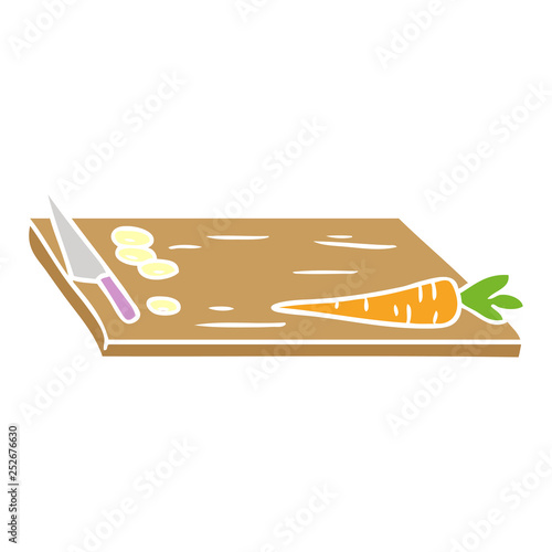 cartoon doodle of vegetable chopping board
