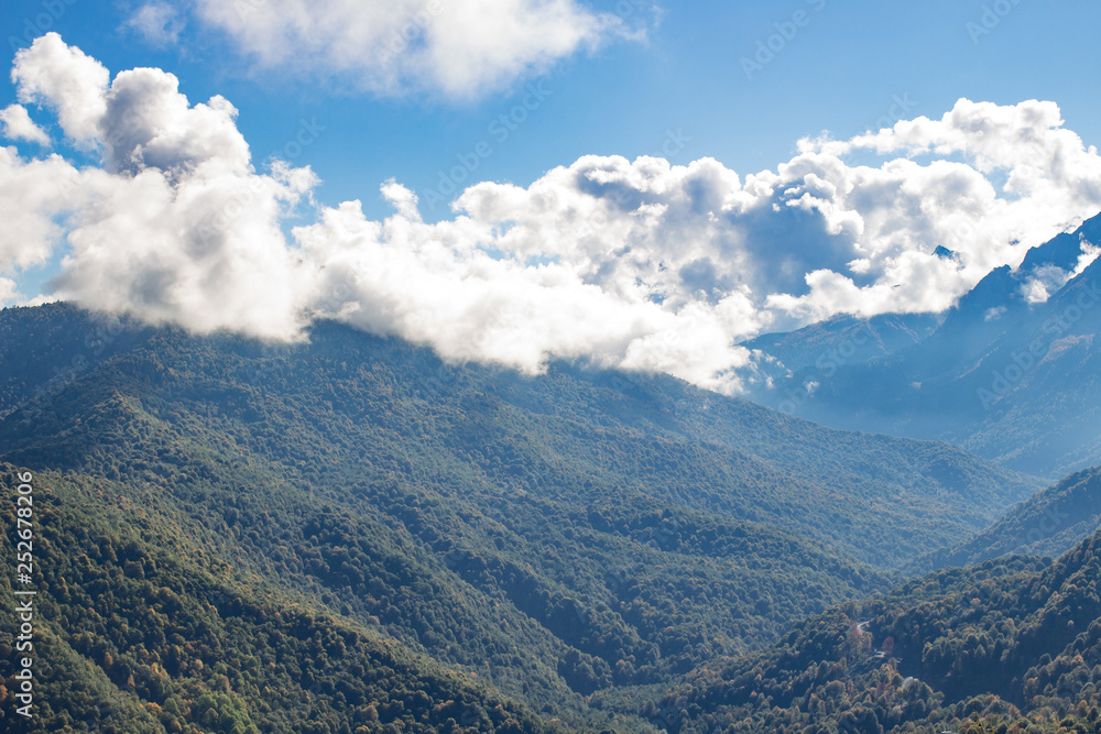Obraz premium Mountain landscape. Caucasus summer day view forest