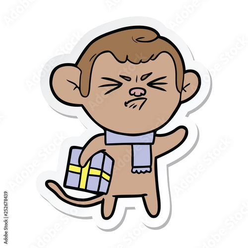 sticker of a cartoon annoyed monkey
