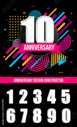 Creative vector illustration of anniversary logo celebration sign with different dates isolated on transparent background. Art design modern birthday, party template. Abstract concept graphic element