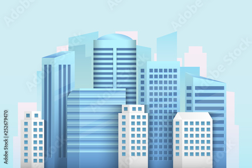 Creative vector illustration of smart city urban landscape isolated on transparent background. Art design social media communication internet network. Abstract concept buildings  skyscrapers element