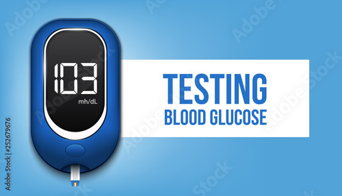 Creative vector illustration of blood glucose meter level test, diabetes glucometer isolated on transparent background. Art design medical device template. Abstract concept graphic web banner element