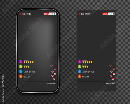 Creative vector illustration of streaming live video on smartphone isolated on transparent background. Art design social media webcast template. Abstract concept graphic element