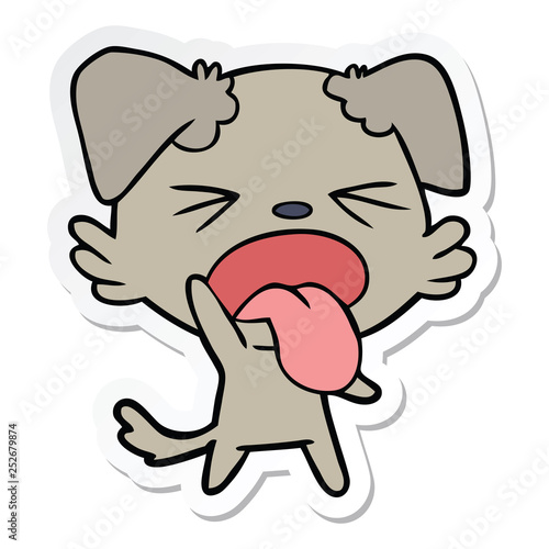 sticker of a cartoon disgusted dog