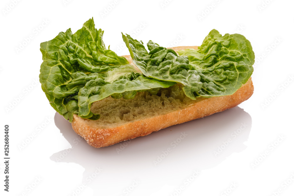 Halbes Brötchen mit Salat Blattsalat Halbes Brötchen mit Salat Blattsalat