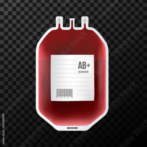 Creative vector illustration of Blood Bag with type, plastic container for plasma isolated on transparent background. Art design template. Abstract concept graphic medicine clinic element