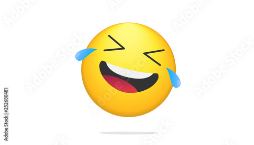 Laughing bright emoticon vector concept illustration of smiling emoji icon for chat, messengers and networks