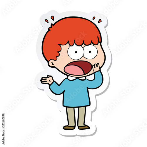 sticker of a cartoon shocked man gasping