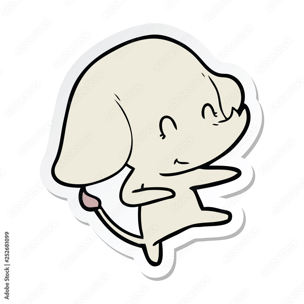 sticker of a cute cartoon elephant sticker of a cute cartoon elephant