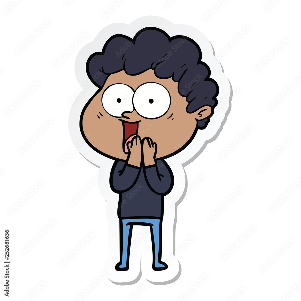 sticker of a cartoon happy man sticker of a cartoon happy man