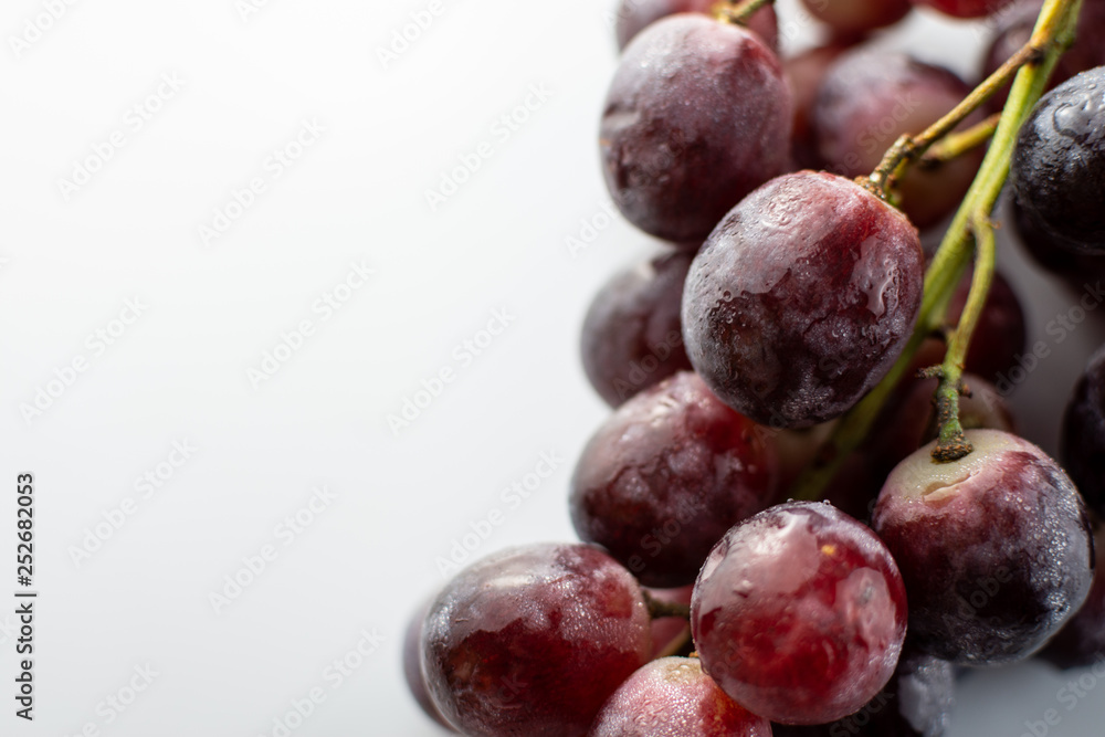 Wet red grapes
