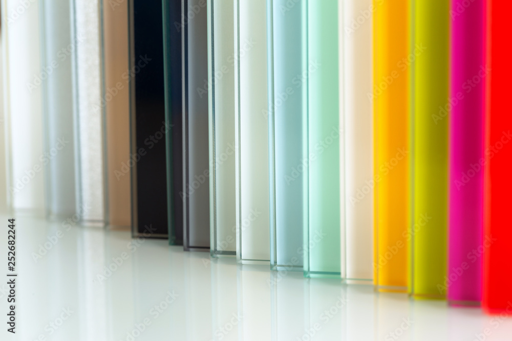 Colored glass material for interior finishing - obrazy, fototapety, plakaty 