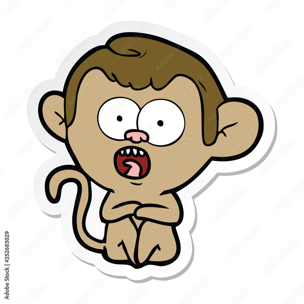 sticker of a cartoon shocked monkey sticker of a cartoon shocked monkey