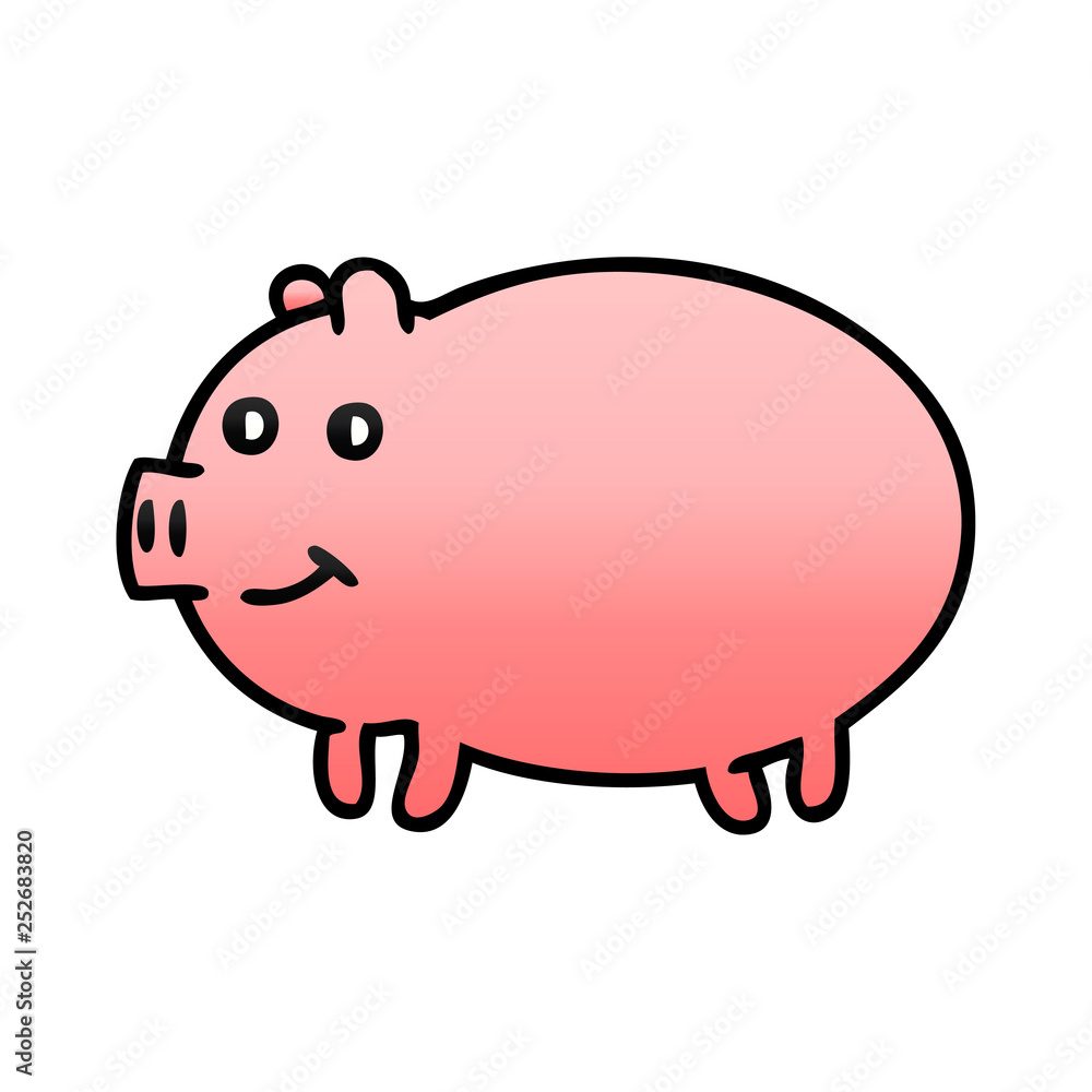 gradient shaded cartoon pig gradient shaded cartoon pig