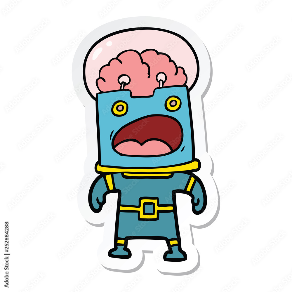 sticker of a cartoon robot sticker of a cartoon robot