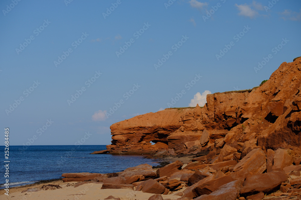 The red rocks and cliffs of Cavendish on the Gulf of St Lawrence on Prince Edward Island