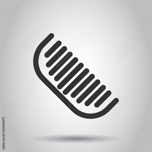 Hair brush icon in flat style. Comb accessory vector illustration on white background. Hairbrush business concept.