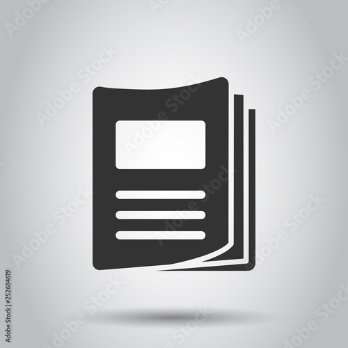 Flyer leaflet icon in flat style. Brochure sheet vector illustration on white background. Booklet flyer business concept.