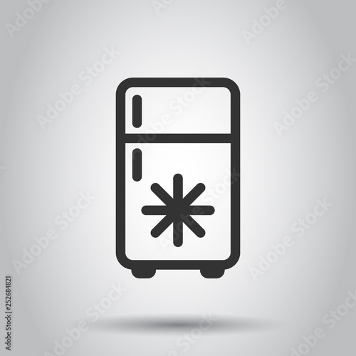 Fridge refrigerator icon in flat style. Freezer container vector illustration on white background. Fridge business concept.