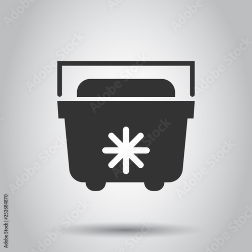 Portable fridge refrigerator icon in flat style. Freezer bag container vector illustration on white background. Fridge business concept.