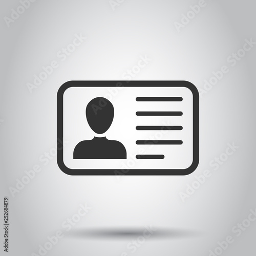 Id card icon in flat style. Identity badge vector illustration on white background. Access cardholder people business concept.