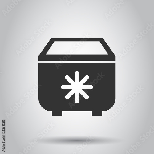 Portable fridge refrigerator icon in flat style. Freezer bag container vector illustration on white background. Fridge business concept.