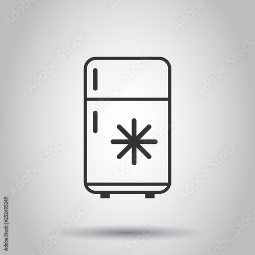 Fridge refrigerator icon in flat style. Freezer container vector illustration on white background. Fridge business concept.